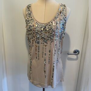Chan Luu nude tank with cascading beads size L